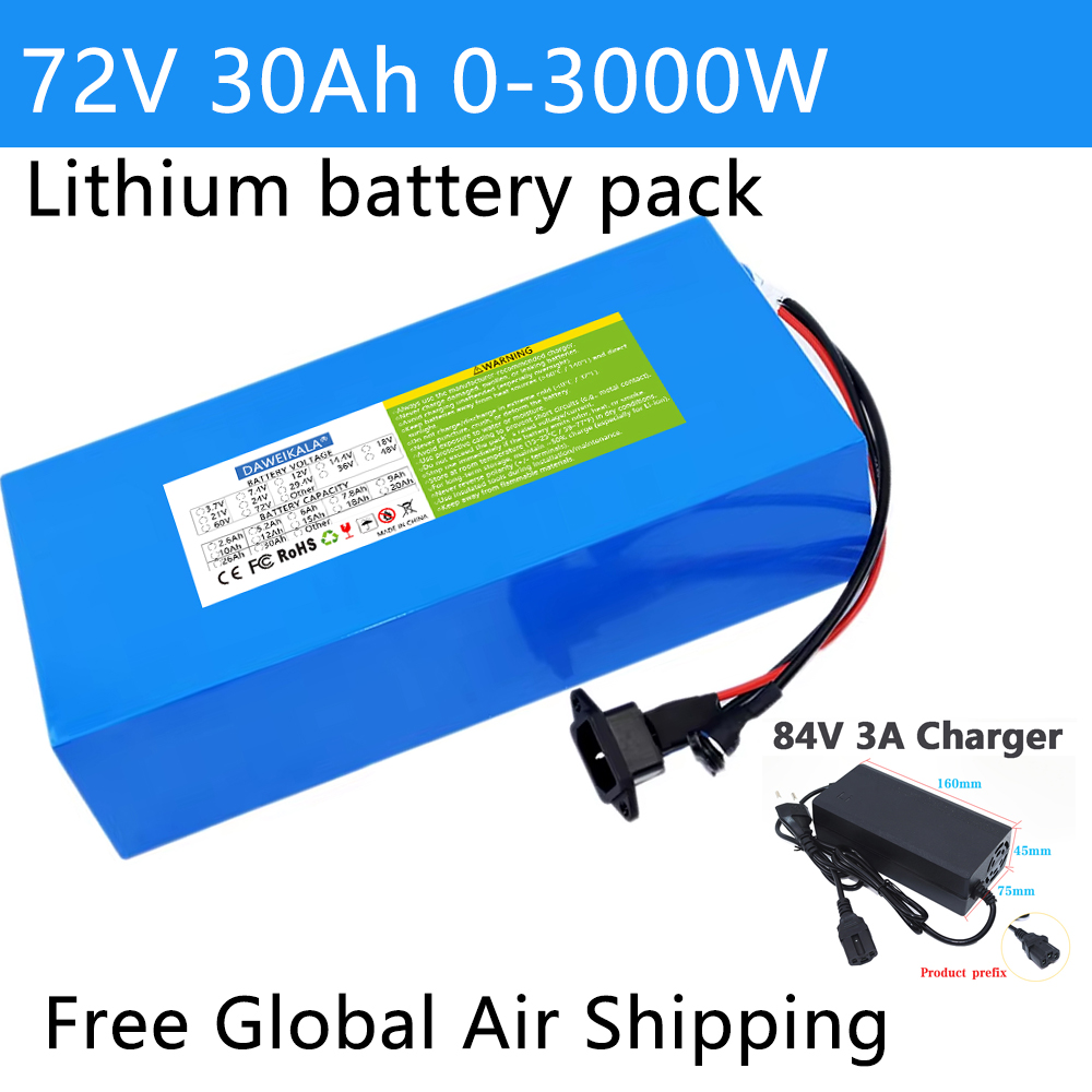 Electric Bicycle Battery 72V 30Ah - 72 V 12Ah-30Ah 18650 Batterij 50A