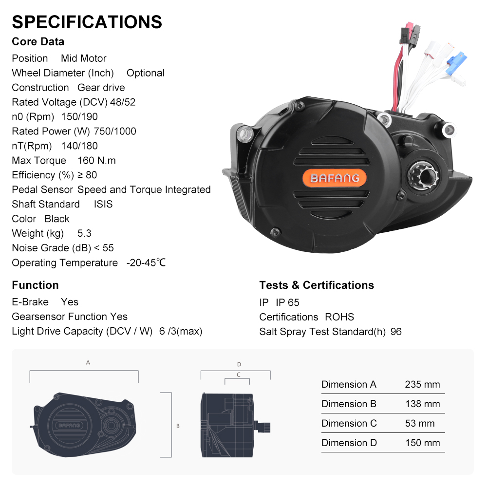 Bafang M620 G510 1000W Mid Dri - Mid Drive Motor Kit 52V 1000W recensie en prijs